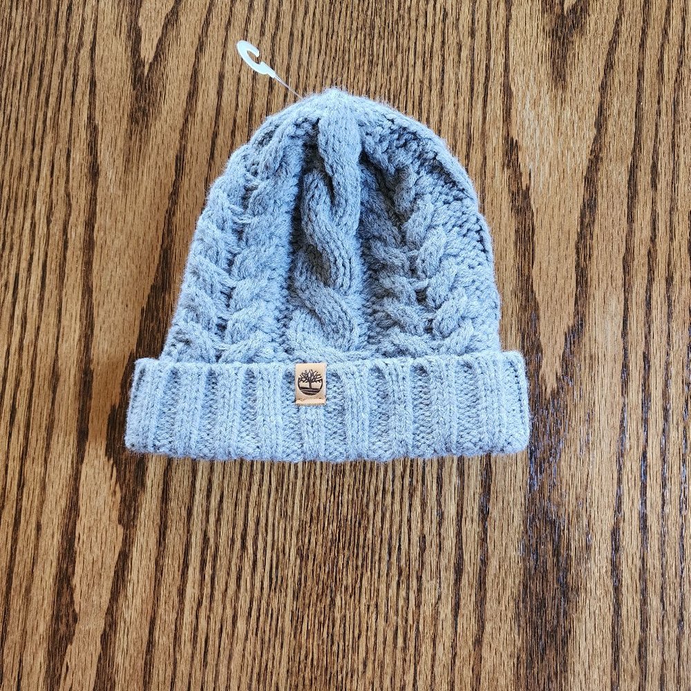 Timberland Kids Grey Cable Knit Beanie Hat